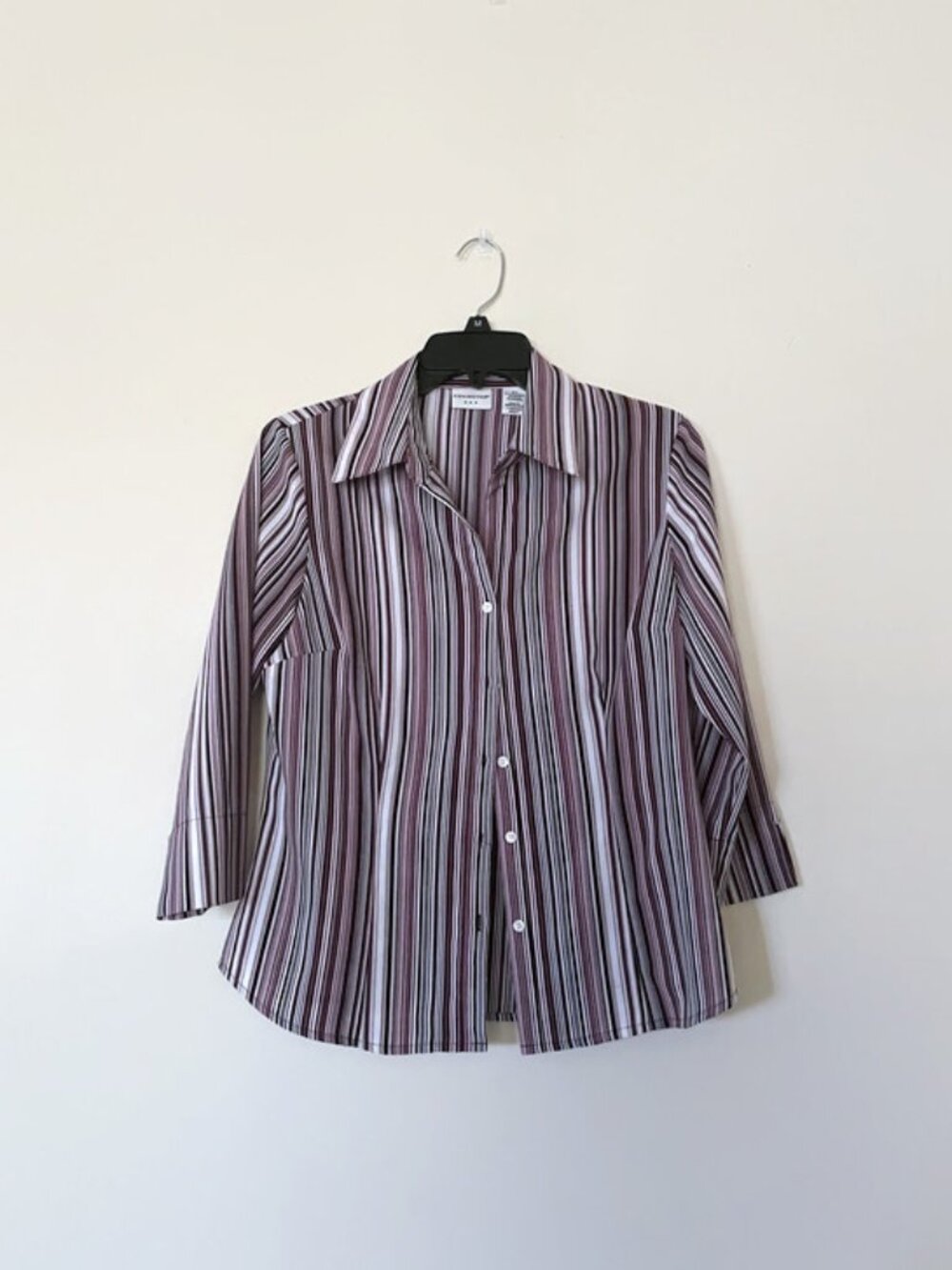 Covington Button down stripped shirt with 3/4 sleeves